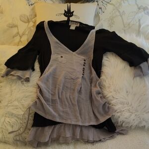 Lady Noiz Black and Cream Layered Blouse